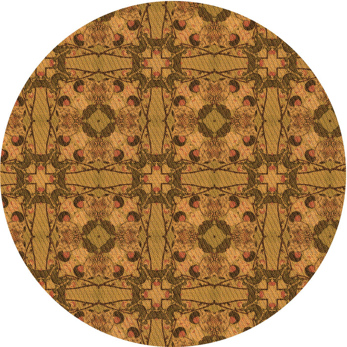 Square Patterned Saddle Brown Rug, pat3877org