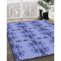 Patterned Denim Blue Rug, pat3878blu