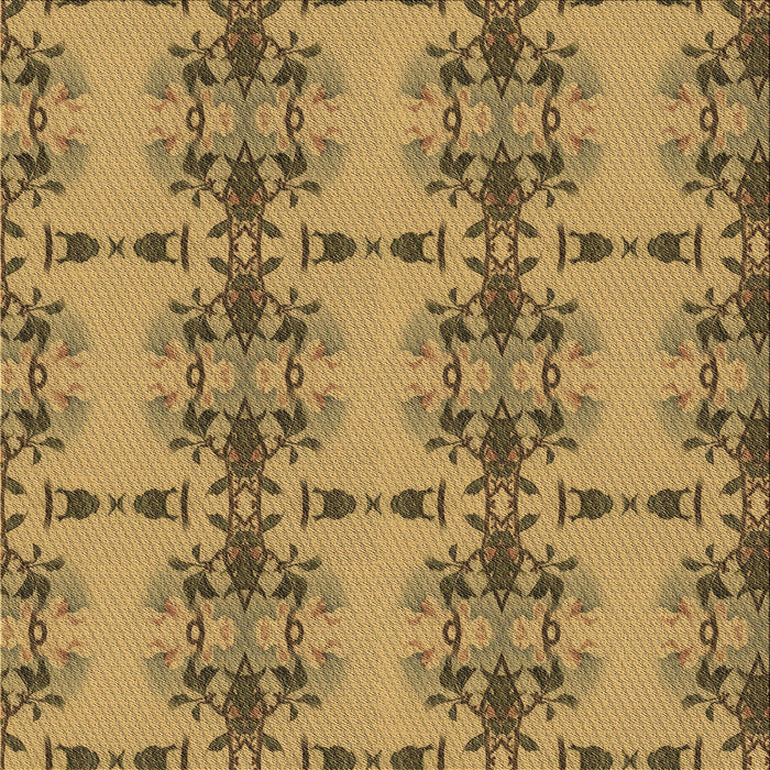 Round Patterned Yellow Rug, pat3878brn