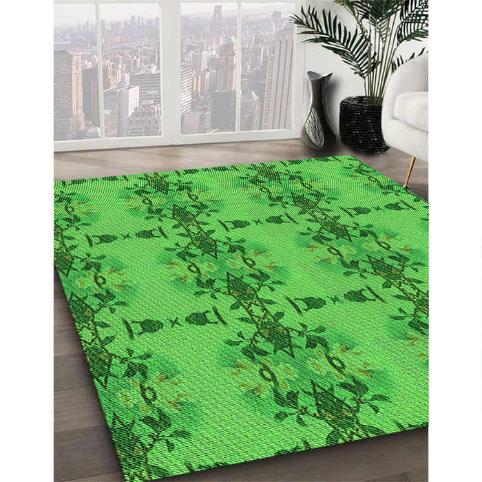 Patterned Lime Green Rug in Family Room, pat3878grn