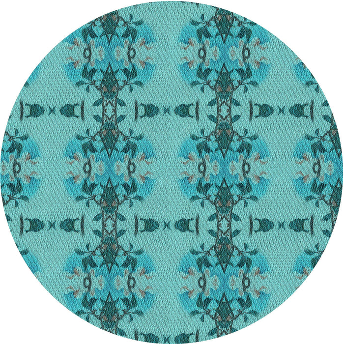 Square Patterned Dark Cyan Green Rug, pat3878lblu