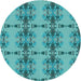 Square Patterned Dark Cyan Green Rug, pat3878lblu