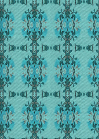 Machine Washable Transitional Dark Cyan Green Rug, wshpat3878lblu