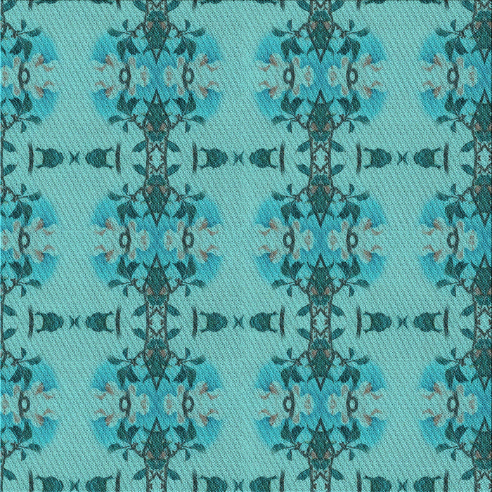 Round Patterned Dark Cyan Green Rug, pat3878lblu