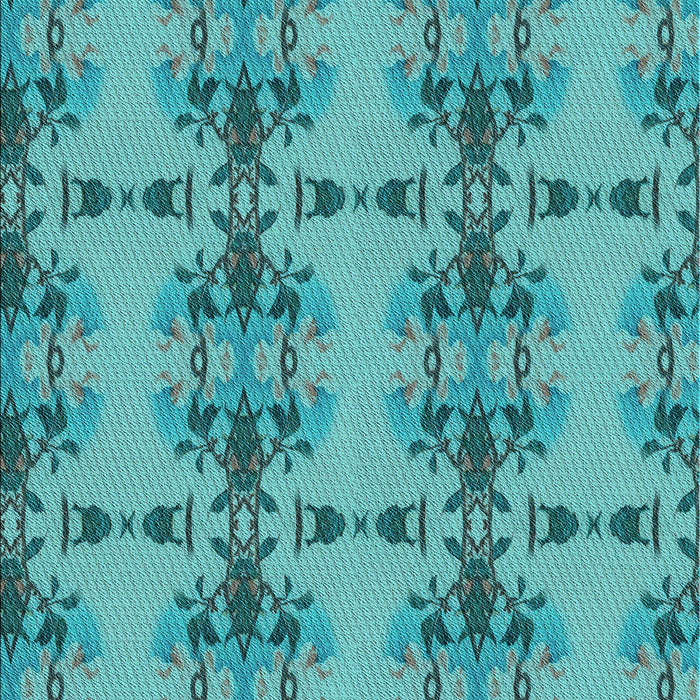 Patterned Dark Cyan Green Rug, pat3878lblu