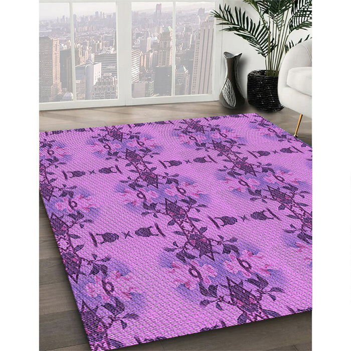 Machine Washable Transitional Purple Rug in a Family Room, wshpat3878pur