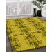 Patterned Dark Yellow Green Rug in Family Room, pat3878yw