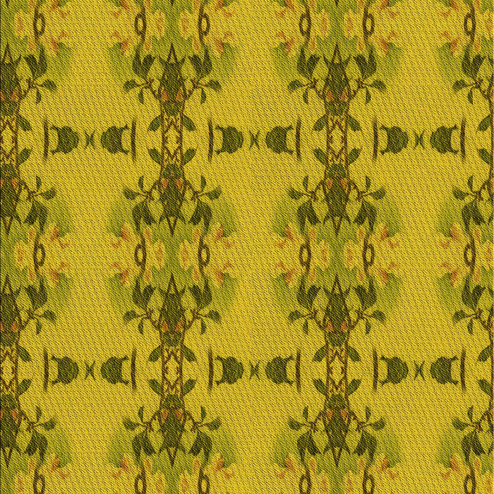 Patterned Dark Yellow Green Rug, pat3878yw