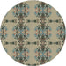 Square Machine Washable Transitional Antique Bronze Green Rug, wshpat3878