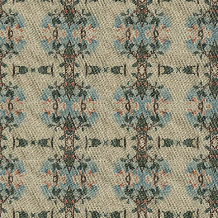 Square Patterned Antique Bronze Green Novelty Rug, pat3878