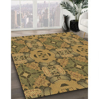 Patterned Dark Bronze Brown Rug, pat3879brn