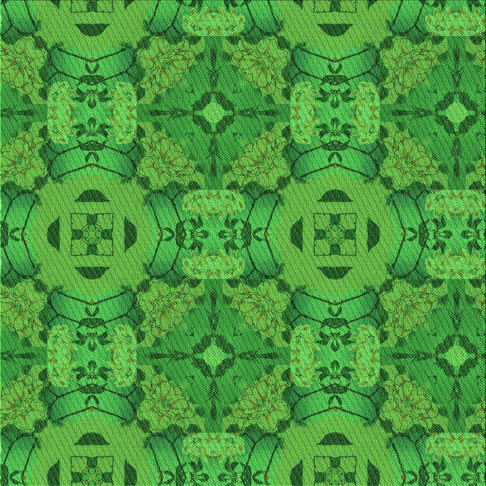 Round Machine Washable Transitional Green Rug, wshpat3879grn