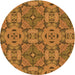 Square Patterned Mahogany Brown Rug, pat3879org