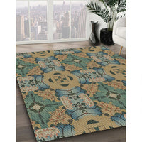 Patterned Olive Green Novelty Rug, pat3879