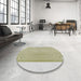 Round Patterned Khaki Green Novelty Rug in a Office, pat387