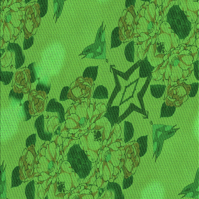 Machine Washable Transitional Green Rug, wshpat3880grn