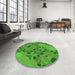 Round Patterned Green Rug in a Office, pat3880grn