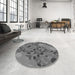 Round Patterned Gunmetal Gray Rug in a Office, pat3880gry