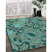 Machine Washable Transitional Deep-Sea Green Rug in a Family Room, wshpat3880lblu