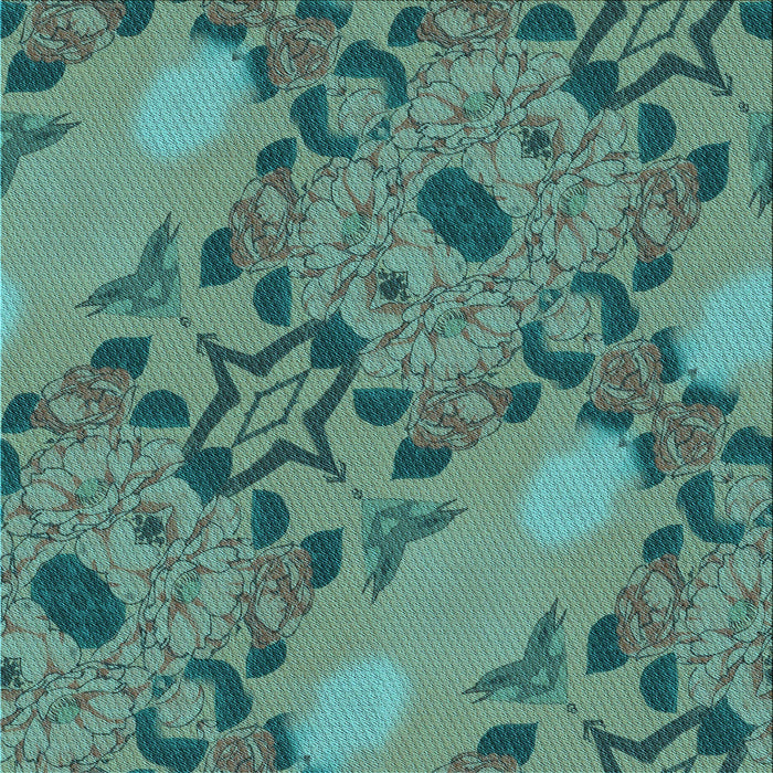 Round Patterned Deep-Sea Green Rug, pat3880lblu