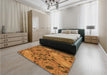 Patterned Mahogany Brown Rug in a Bedroom, pat3880org