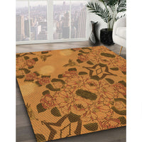 Patterned Mahogany Brown Rug, pat3880org