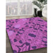 Machine Washable Transitional Medium Violet Red Pink Rug in a Family Room, wshpat3880pur