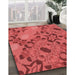 Machine Washable Transitional Red Rug in a Family Room, wshpat3880rd