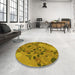 Round Patterned Dark Bronze Brown Rug in a Office, pat3880yw