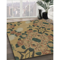 Patterned Metallic Gold Novelty Rug, pat3880