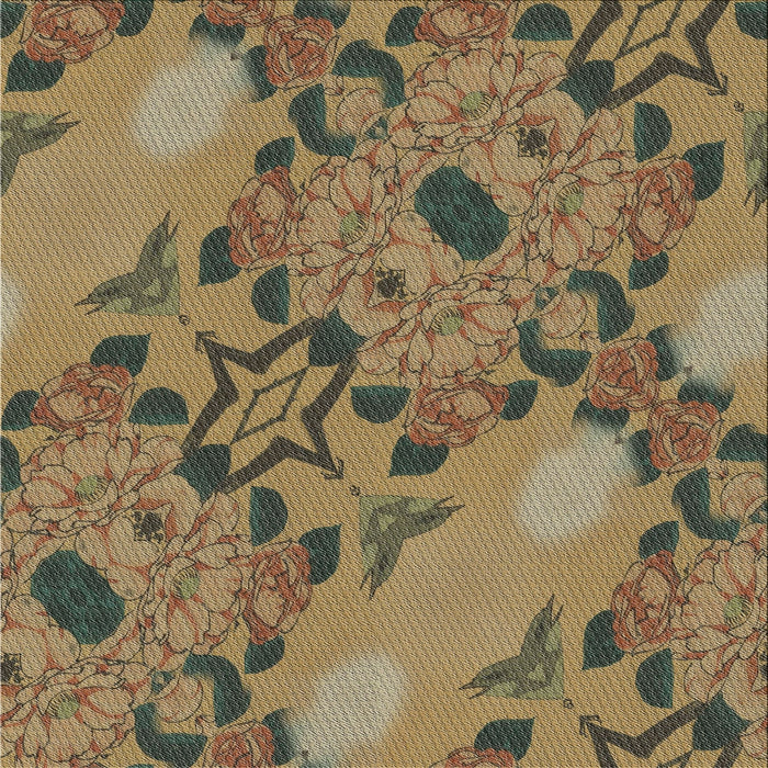 Square Patterned Metallic Gold Novelty Rug, pat3880