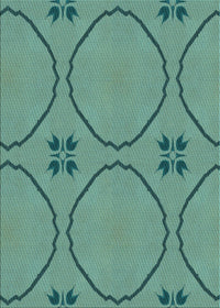 Machine Washable Transitional Dark Mint Green Rug, wshpat3881lblu