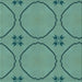 Round Machine Washable Transitional Dark Mint Green Rug, wshpat3881lblu