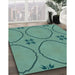 Machine Washable Transitional Dark Mint Green Rug in a Family Room, wshpat3881lblu