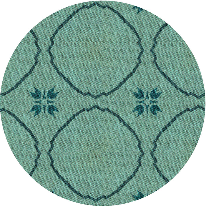 Square Patterned Dark Mint Green Rug, pat3881lblu