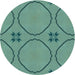 Square Patterned Dark Mint Green Rug, pat3881lblu