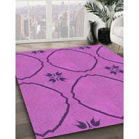 Patterned Bright Neon Pink Purple Rug, pat3881pur
