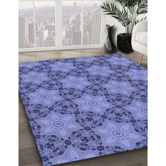 Machine Washable Transitional Sky Blue Rug in a Family Room, wshpat3882blu