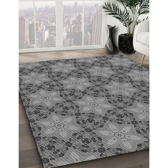 Patterned Gunmetal Gray Rug in Family Room, pat3882gry