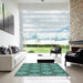 Machine Washable Transitional Deep-Sea Green Rug in a Kitchen, wshpat3882lblu