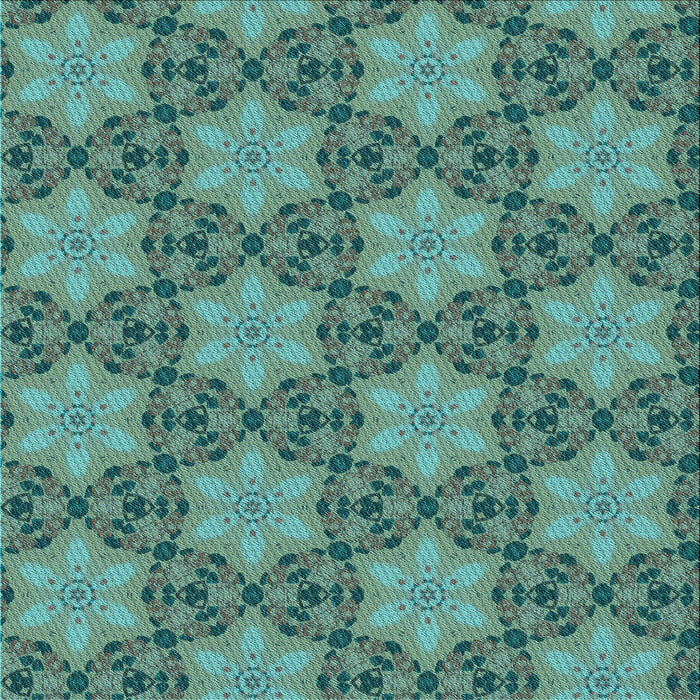 Round Patterned Deep-Sea Green Rug, pat3882lblu