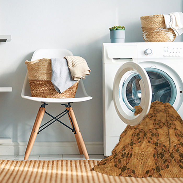 Machine Washable Transitional Mahogany Brown Rug in a Washing Machine, wshpat3882org