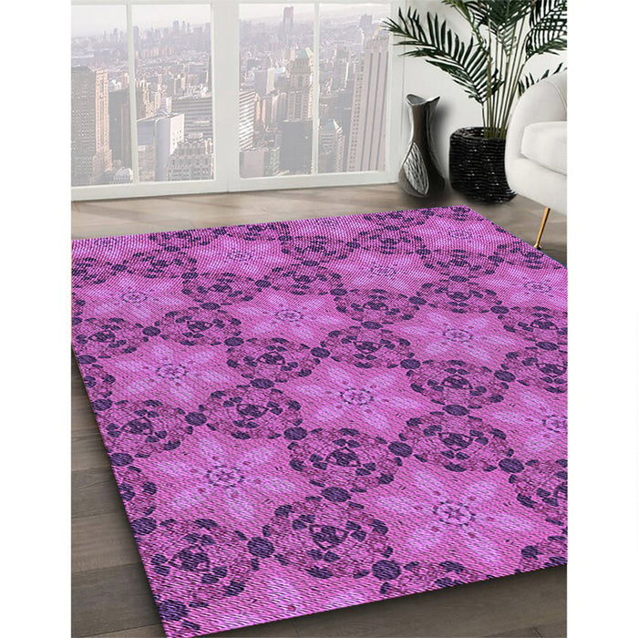 Patterned Magenta Pink Rug in Family Room, pat3882pur
