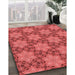 Patterned Red Rug in Family Room, pat3882rd