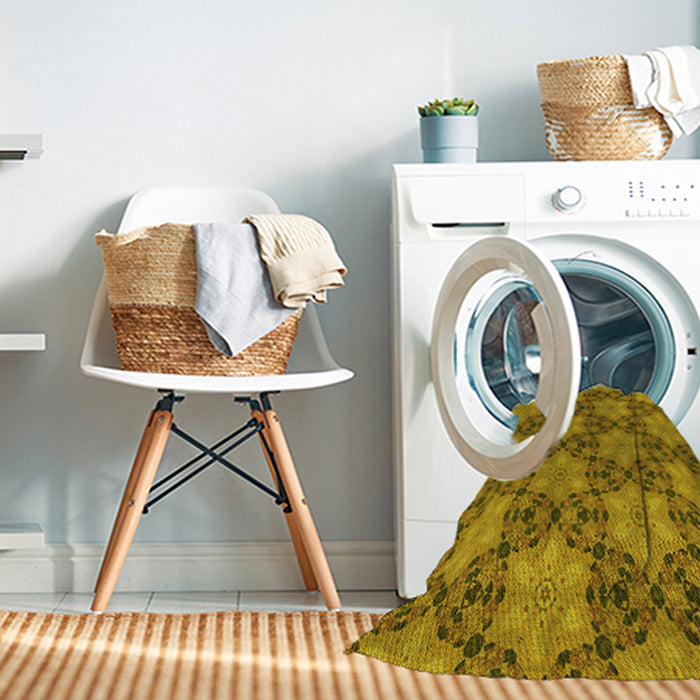 Machine Washable Transitional Dark Bisque Brown Rug in a Washing Machine, wshpat3882yw