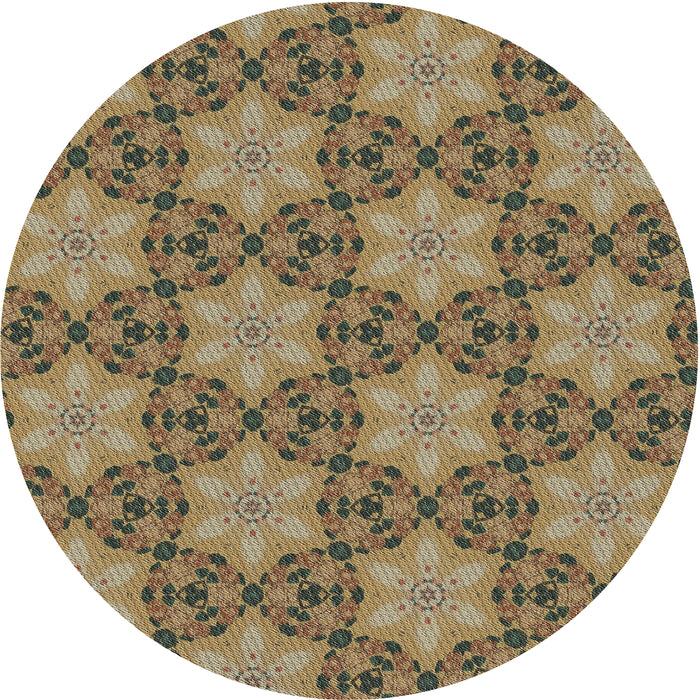 Square Machine Washable Transitional Brown Green Rug, wshpat3882