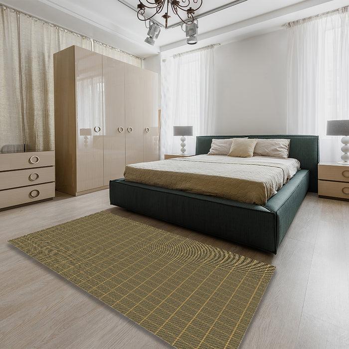 Patterned Sepia Brown Rug in a Bedroom, pat3883brn