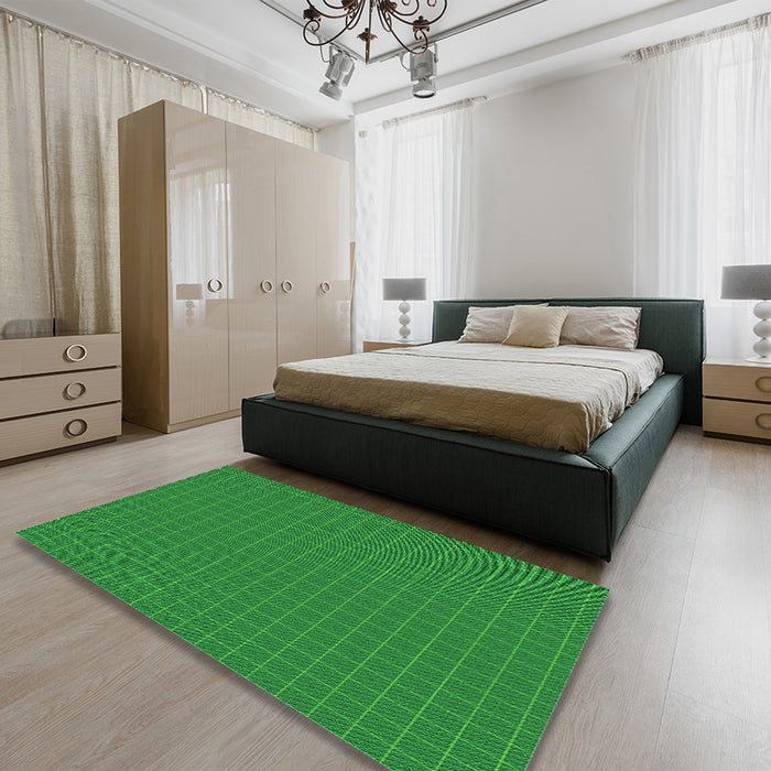 Patterned Green Rug in a Bedroom, pat3883grn