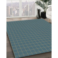 Patterned Dark Blue Grey Blue Novelty Rug, pat3883