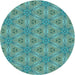 Square Patterned Turquoise Green Rug, pat3884lblu